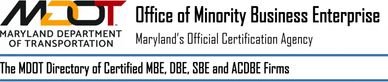 Logo and link to Maryland Department of Transportation Minority Owned Business Enterprise.