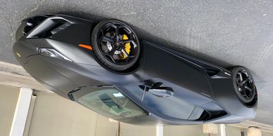 Lamborghini satin black vinyl car wrap 3m
