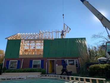 second floor addition being built