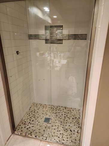 Old shower demo'd and new tiled shower installer!