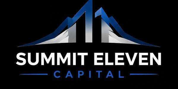 Logo of Summit Eleven Capital with stylized mountain peaks and bold text.