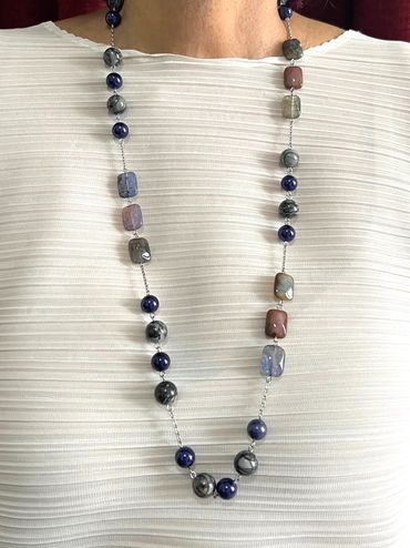 Handmade necklace
Tricolour Agate
Shell Pearls
Jasper