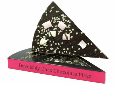 A slice of Gourmet Chocolate Pizza Co. Devilishly Dark Pizza