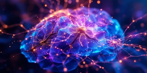 Glowing neural network connections within a translucent brain illustration.