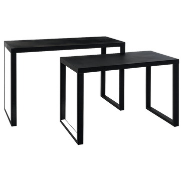 Retail Black Metal Display Tables Large 46" W × 20" D × 31" H Smaller Nesting Table 39" W × 20" D