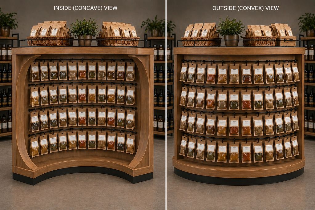 Curved Double-Sided Spice Display Rack