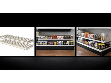 shelf pushers for merchandising. Pusher kits. Hanging pushers for stores. Shelf organization