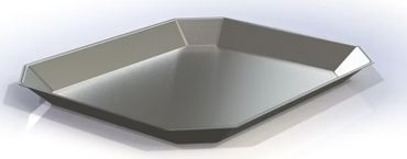 A metallic pentagon-shaped tray with raised edges.