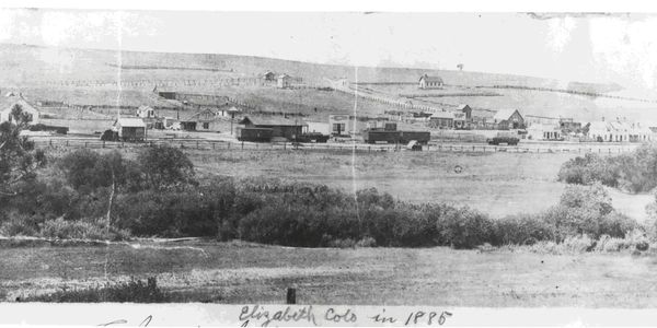 A black and white photo of Elizabeth, CO taken in 1885.