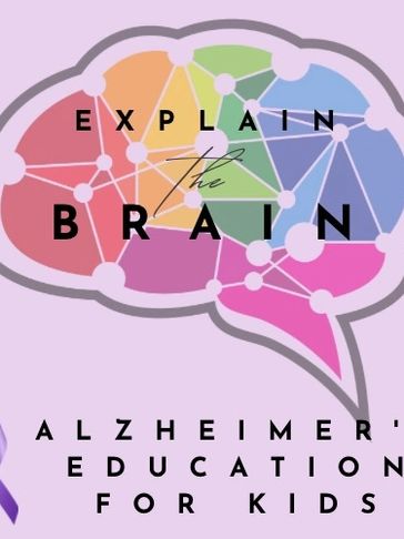 Logo with a brain with different colors and Alzheimer’s Education For Kids