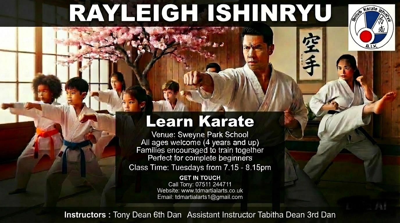 Karate class for all ages at Sweyne Park School with experienced instructors.