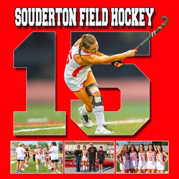 A woman playing intense hockey