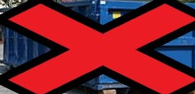 A large red X symbol with black border.