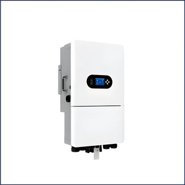 White electrical device with digital display and buttons.