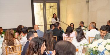 Lizna Kabani speaking during the Aga Khan Museum lunch.