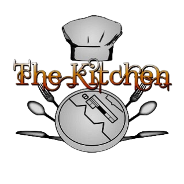 Logo for The Kitchen featuring a chef hat and utensils.