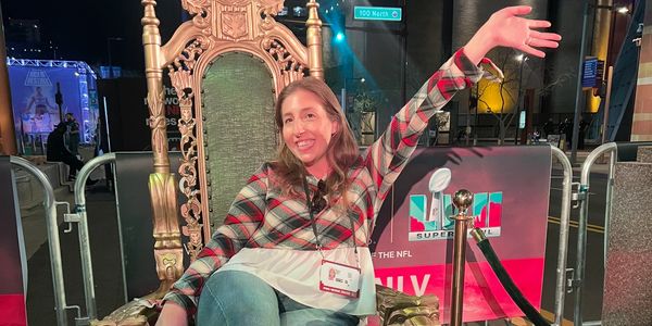 Rebecca Toback at the NFL Experience at Super Bowl LVII in Arizona.