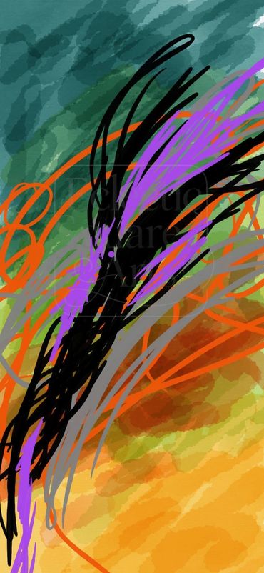 Momentum of Becoming: Sweeping curves rise through textured color, evoking uplift, transformation, a
