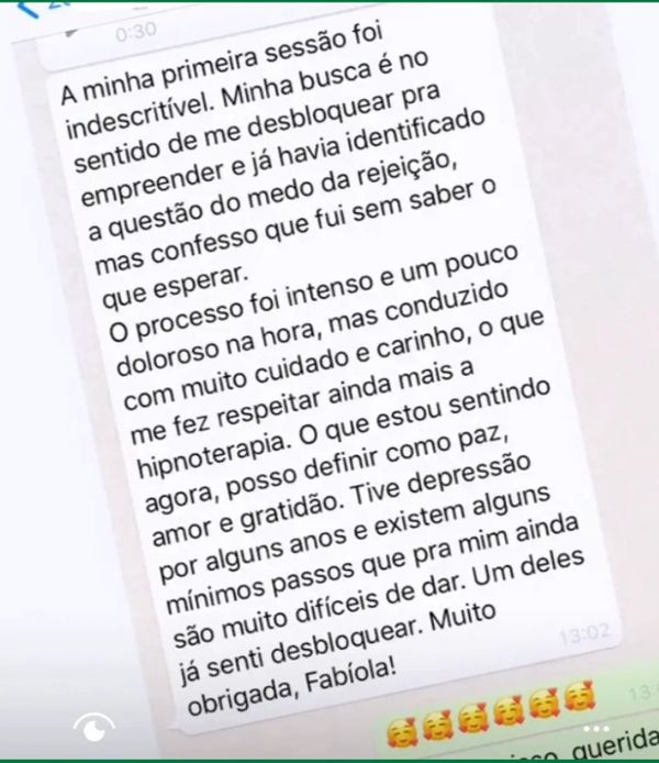 depoimento de quem fez hipnoterapia