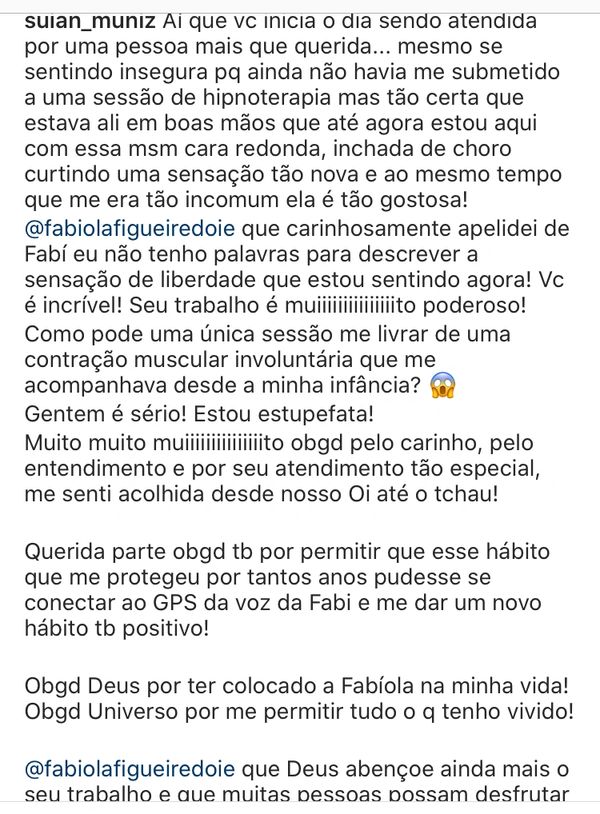 depoimento de cliente de hipnose clínica