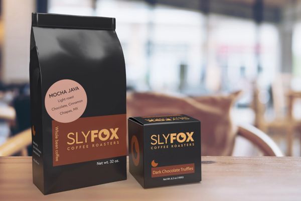 Sly Fox Coffee Roasters packaging design 3d rendering