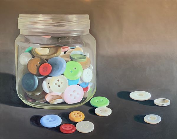 Most of these buttons were collected by my grandmother.  This is another playroom painting.