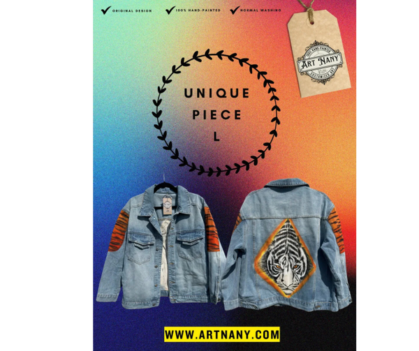 Hand-painted clothing with tiger design, unique and original.