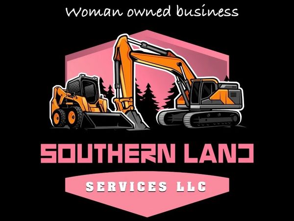 Logo of Southern Land Services LLC, a woman-owned business with construction equipment.