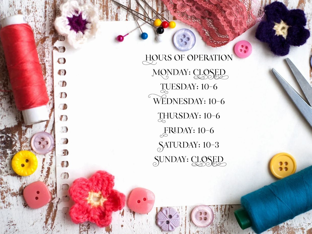 Hours of Operations of Cedar Valley Crafts