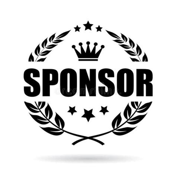 Black and white sponsor emblem with crown and stars.