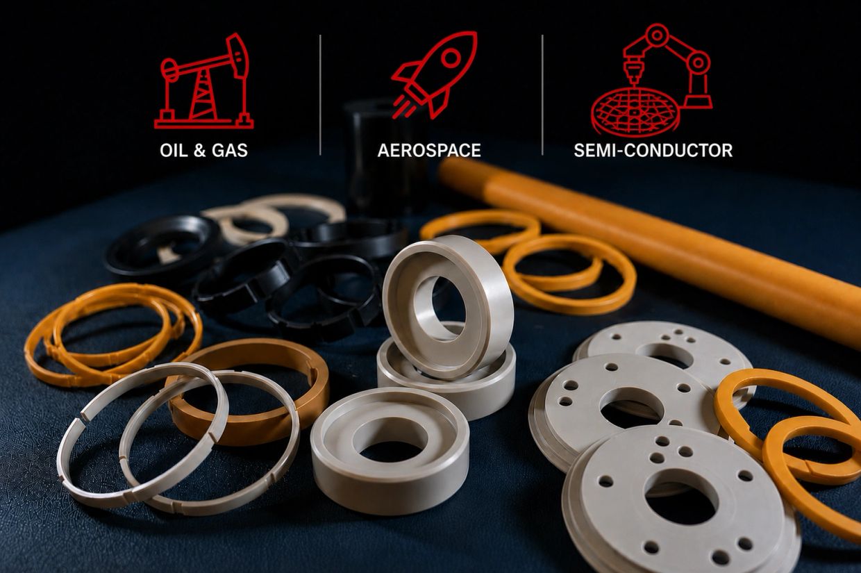 Industrial components for oil & gas, aerospace, and semiconductor sectors.