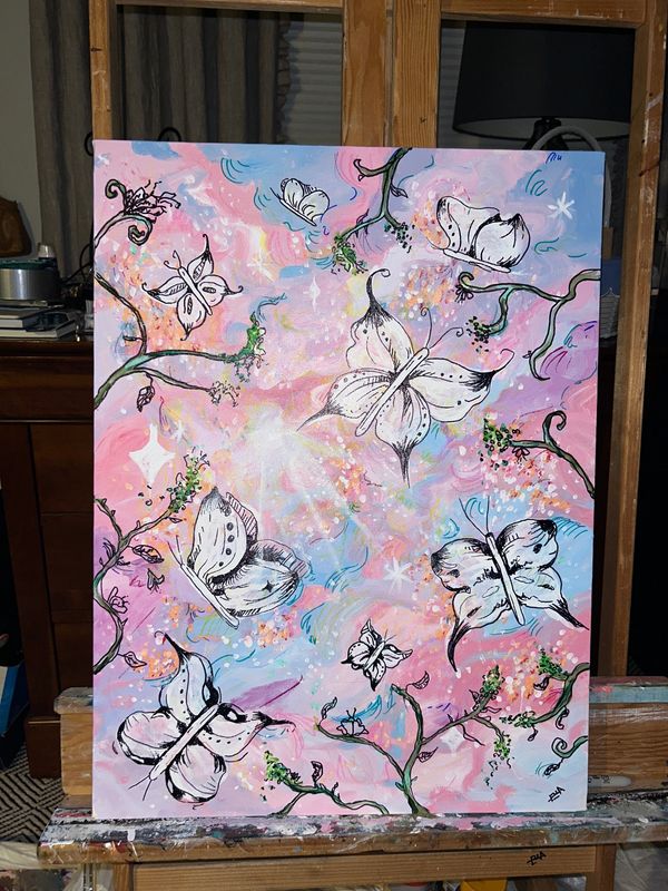 Acrylic on canvas done for a little girls bedroom.