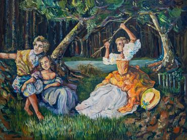 First oil painting attempt done in 2022 as my exploration of Pre-Raphaelite flourished.
48"x 36"