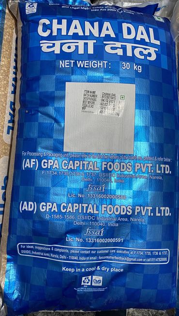 dal chana, wholesale 30 kg packing, rani dal chana, agropure, gpa capital foods.