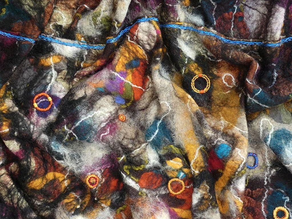 Artist-made wool felt, hand embroidery