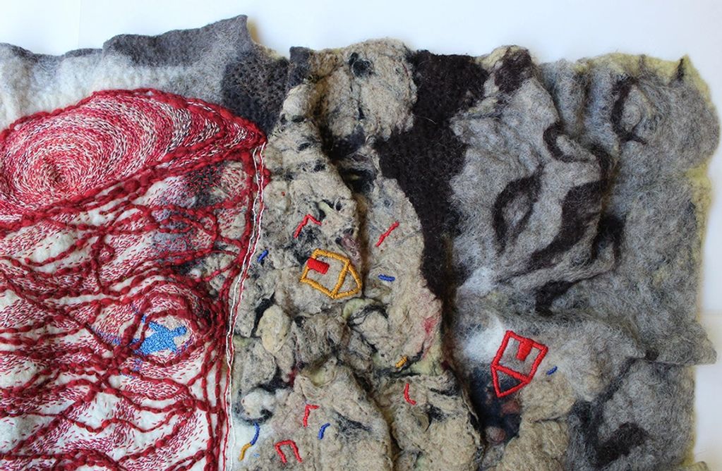 Artist-made wool felt , hand embroidery, Kim Paxson