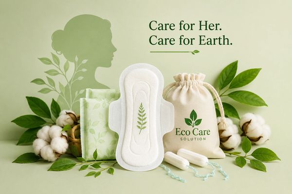 Eco-friendly feminine hygiene products with a nature-inspired theme.