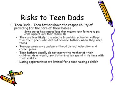 Risks faced by teen fathers regarding education and family life.