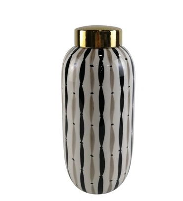 Black Beige and white with gold lid
ginger jar
H:38cm
price : £49.50