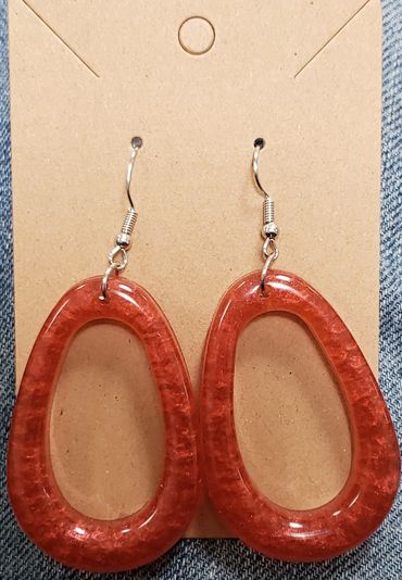 Ruby Red Elongated Hoop