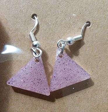 Pink w/Purple Glitter Small Triangle