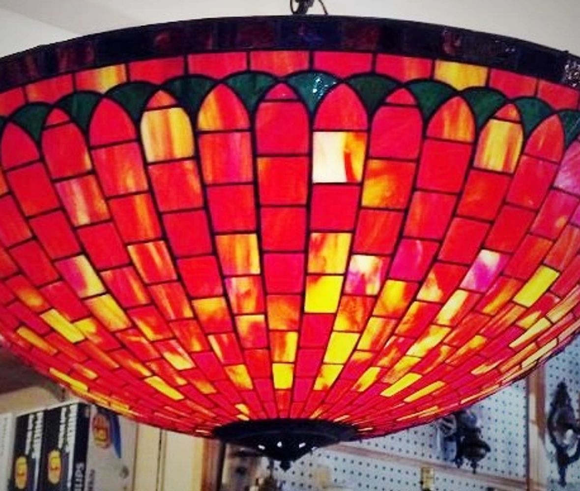 Restored Vintage Tiffany-Style Crimson Shade