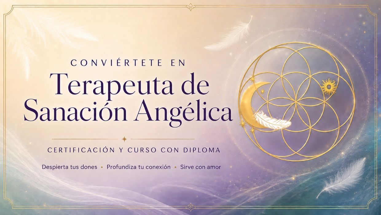 Anuncio para curso de Terapeuta de Sanación Angélica con certificación.