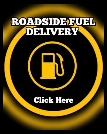 Yellow fuel pump logo. Gulf Coast Roadside Assistance. My Roadside Angel. Roadside Fuel Delivery. 