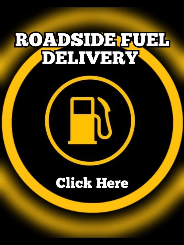 Yellow gas pump logo. Gulf Coast Roadside Assistance. My Roadside Angel. 24 Hour fuel Delivery.