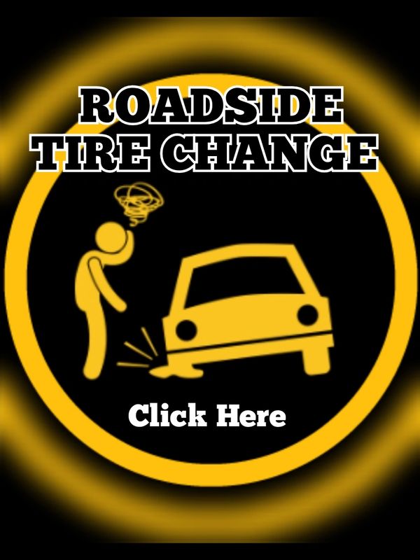Man with Flat Tire cartoon image. Gulf Coast Roadside Assistance. My Roadside Angel. 24-7 Roadside.