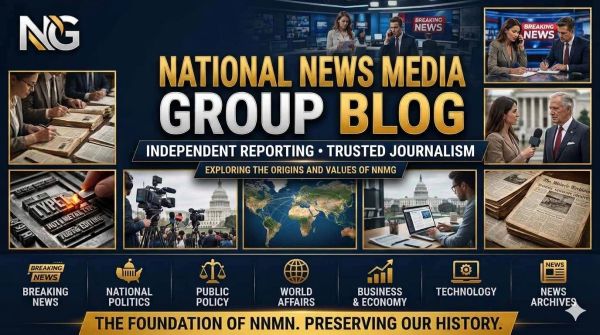 National News Media Group Blog banner featuring breaking news, politics, public policy, world affairs