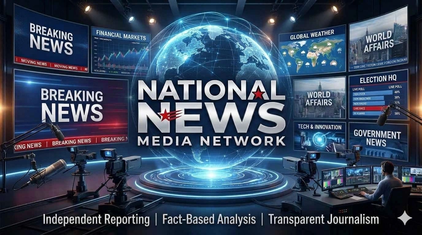 National News Media Network digital newsroom and breaking news banner.