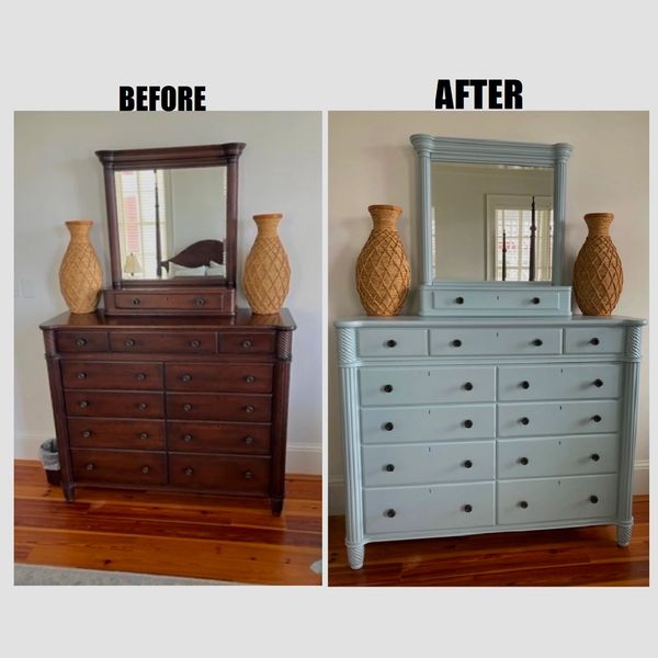 Dresser and mirror painted