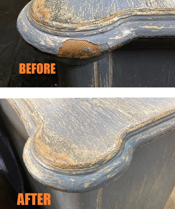 Furniture damage fixed and blended to match